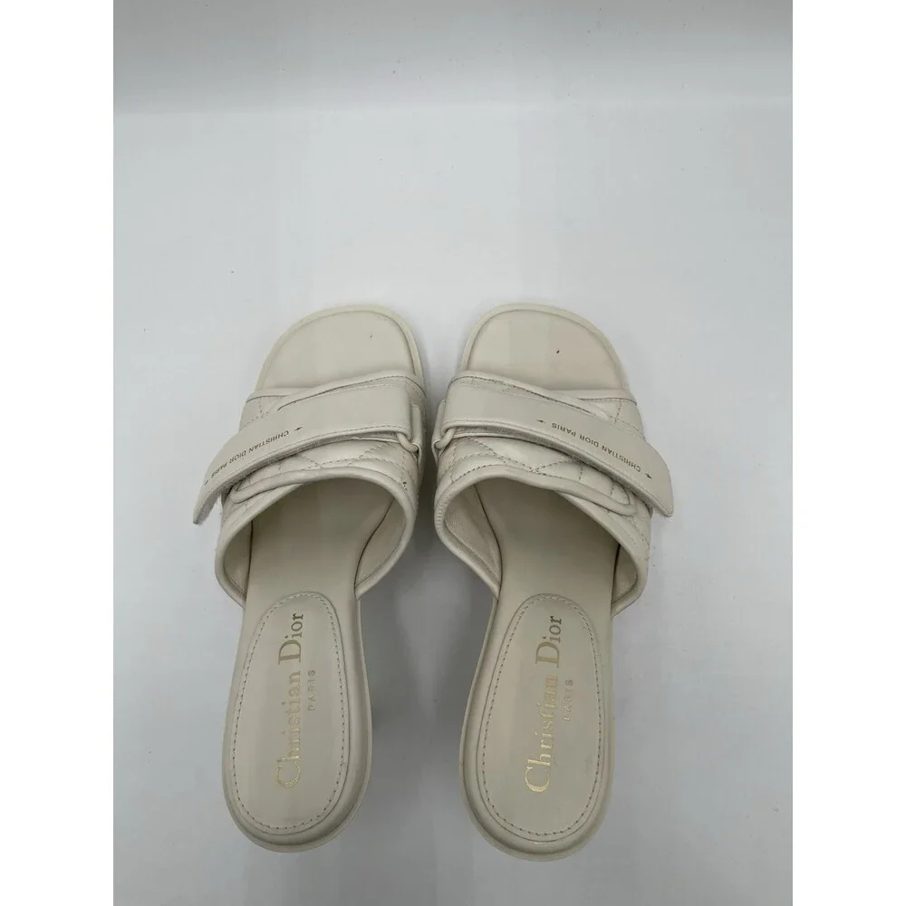 Dior Dio(r)evolution Cannage heeled sandals White quilted leather Size 36.5 - Picture 5 of 6